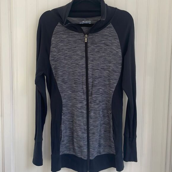 COLUMBIA women’s gray and black full zip track gym jacket two pockets size M - Picture 3 of 13